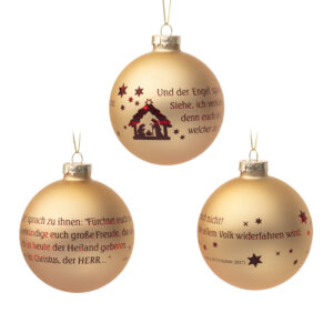Christbaumkugel „Weihnachts-Geschichte“ Gold