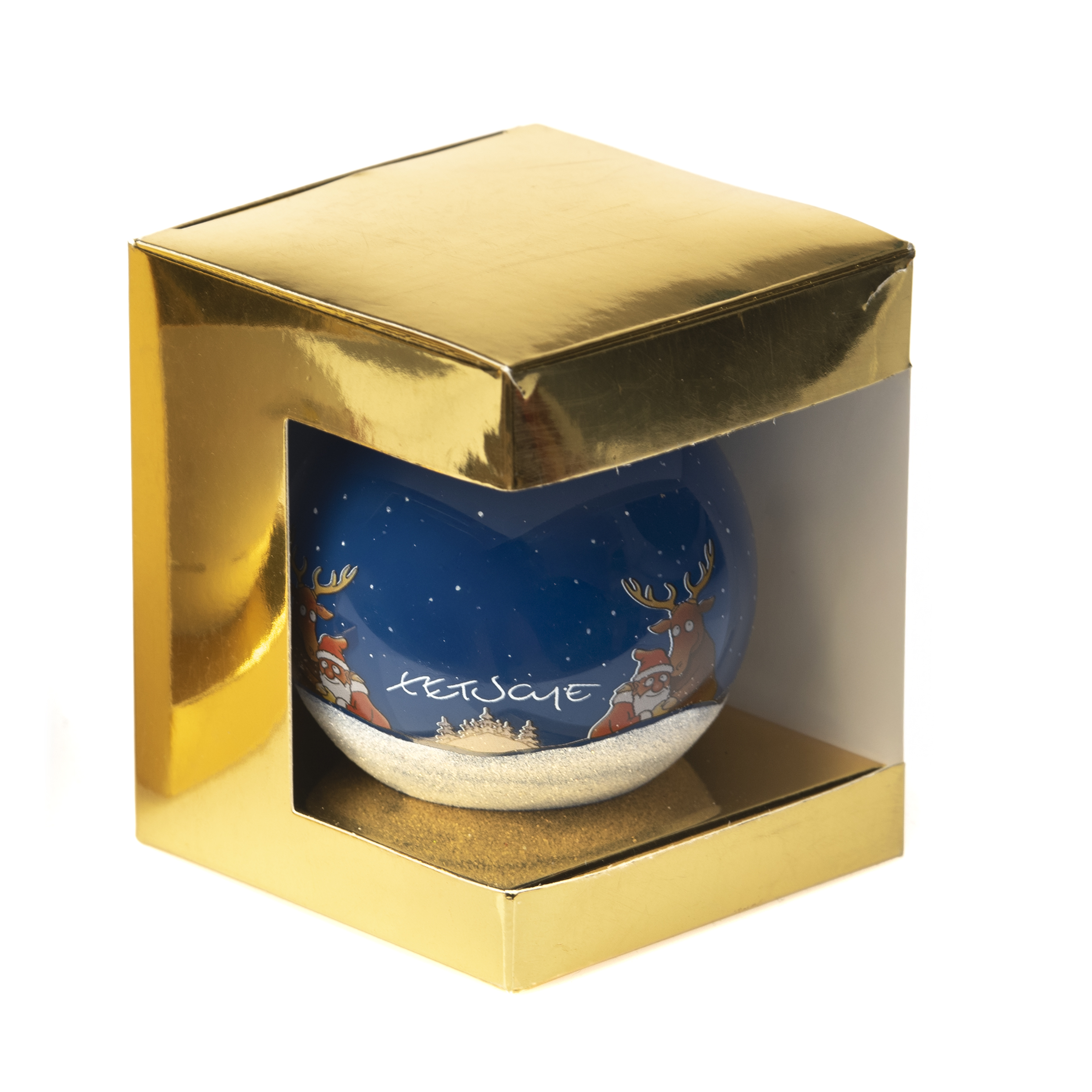 Christbaumkugel Tetsche - Elch mit Weihnachtsmann – Bild 3